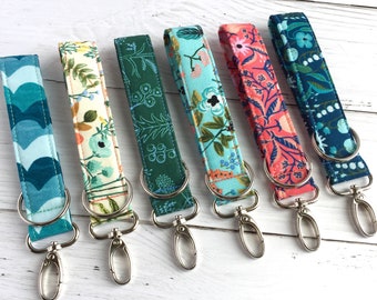 Rifle Paper Co Keychain/ Wristlet Key Fob with Swivel Clasp and Key Ring/ NEW Amalfi Fabric Collection