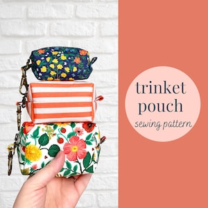 Trinket Pouch, PDF Sewing Pattern, Mini Boxy Zipper Pouch, 3 sizes