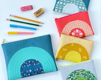 Over the Rainbow Pouch, Zipper Pouch PDF Sewing Pattern, 2 sizes