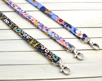 Rifle Paper Co Lanyard/ ID Badge Holder/ Name Tag/ Long Keychain/ Lanyard with Swivel Clip/ Les Fleurs & Menagerie