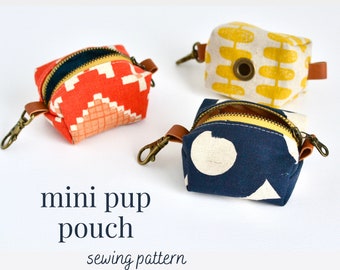 Mini Pup Pouch, PDF Sewing Pattern, Dog Waste Bag Dispenser, Poop Bag Holder Pattern, Diaper Bag Dispenser, Zipper Pouch Sewing Pattern