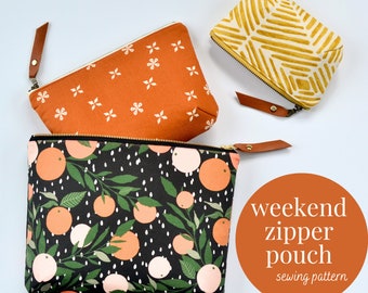 Weekend Zipper Pouch, PDF Sewing Pattern, 3 sizes