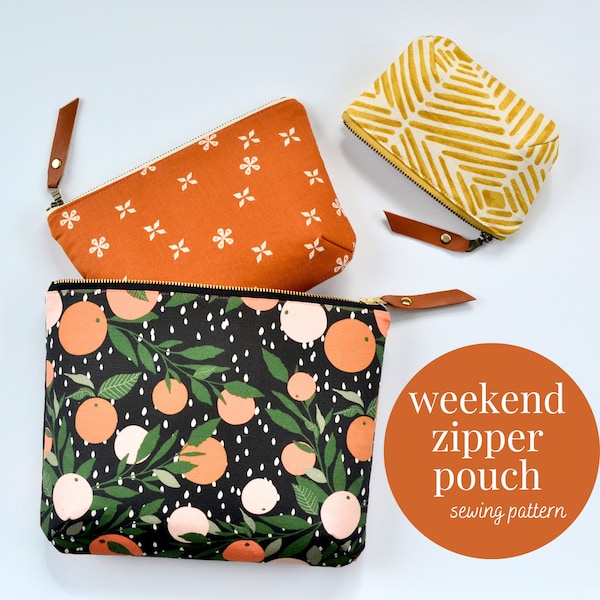 Weekend Zipper Pouch, PDF Sewing Pattern, 3 sizes