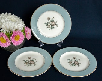 Royal Doulton tea or side plates, set of three, 'Rose Elegans' pattern, 1970s