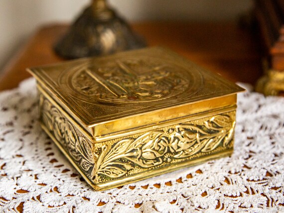 Vintage Brass and Copper Cigarette Box in Belgian Style, by Elpec, England 