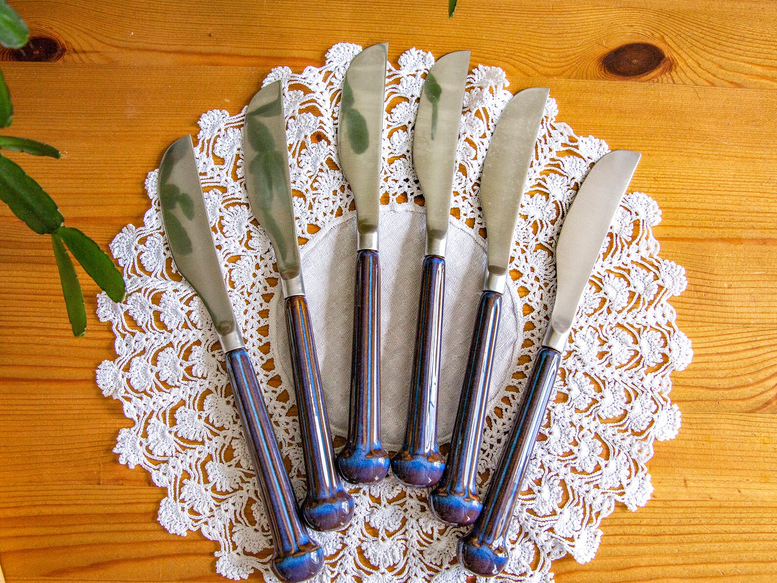 Denby Regency blue steak knives boxed set of 6 Etsy