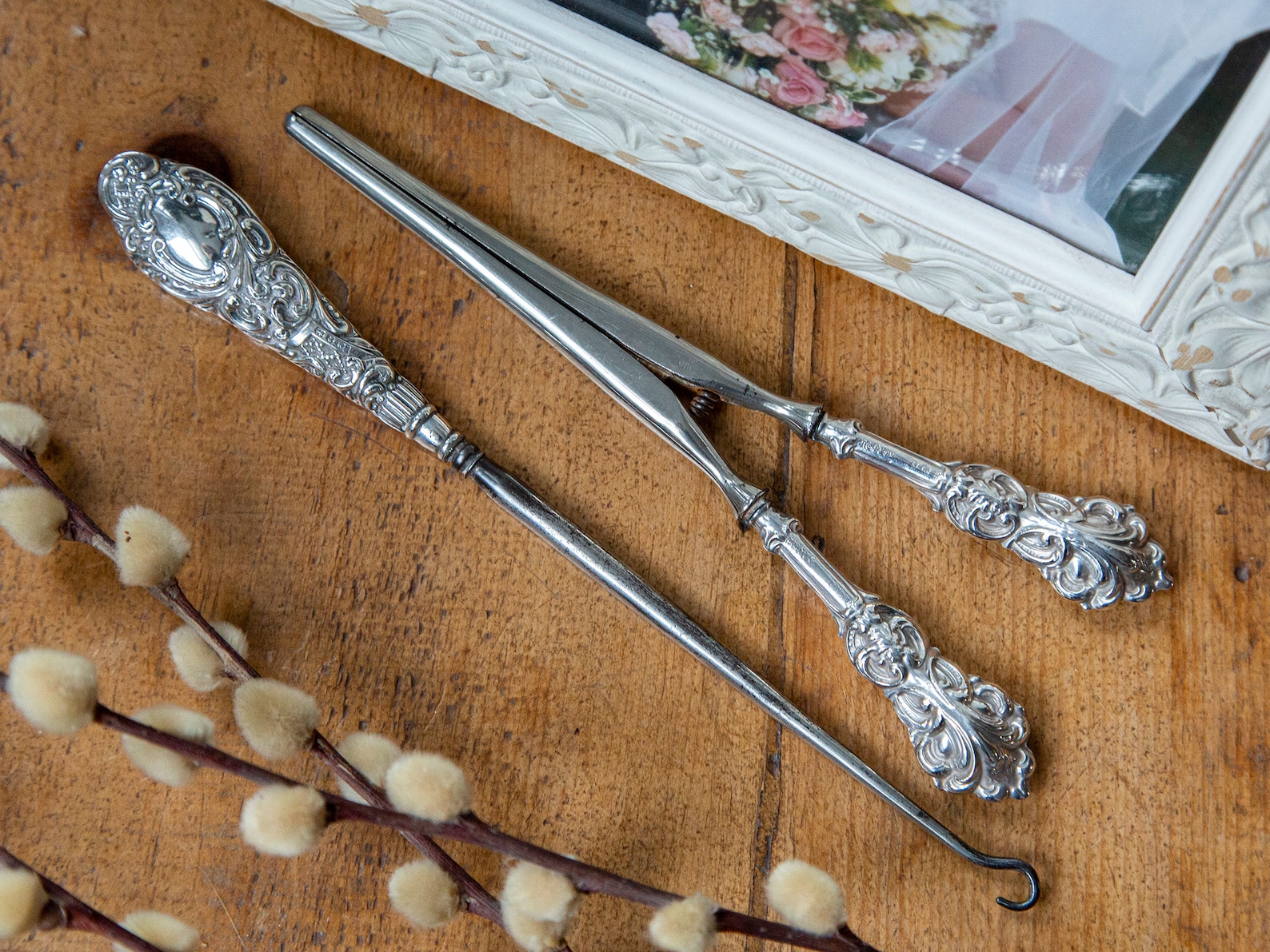 Ornate antique silver button hook hallmarked Birmingham 1903 Etsy