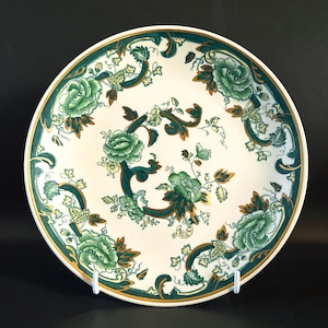 Mason&#39;s Chartreuse salad plate, bold green and gold floral pattern, ironstone dessert plate, 1930s