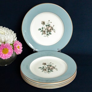 Royal Doulton starter or dessert plates, set of six, &#39;Rose Elegans&#39; pattern, 1970s