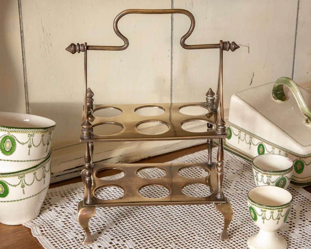 Vintage Brass Plated Metal Egg Rack Holder for 12 Eggs Two Etsy