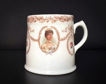 Taza conmemorativa de la paz de la Primera Guerra Mundial de la Reina María, taza de recuerdo real vintage, 1919, Royal Doulton