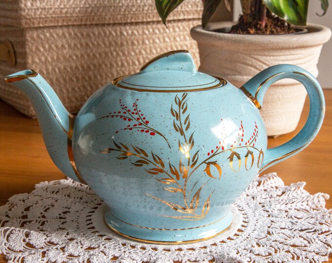 Unusual Art Deco Sadler Teapot Light Blue and Gold 1930s Etsy