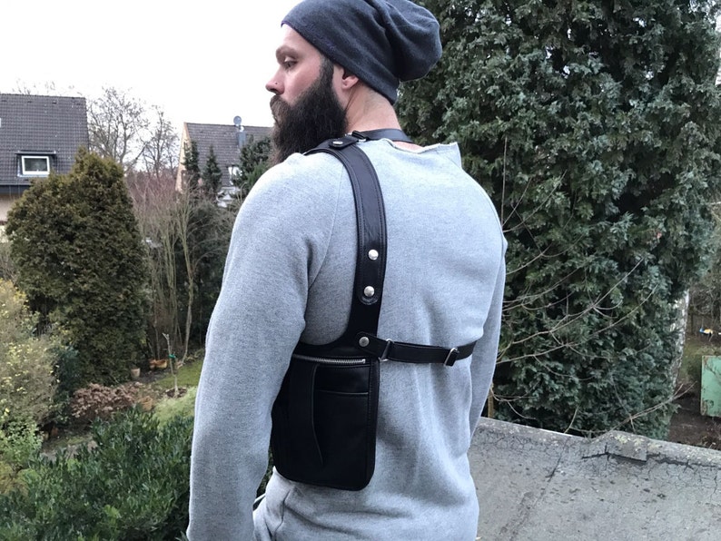 Holster Bag Leather Bag Men Festivalbag Man Bag Holster Black Etsy