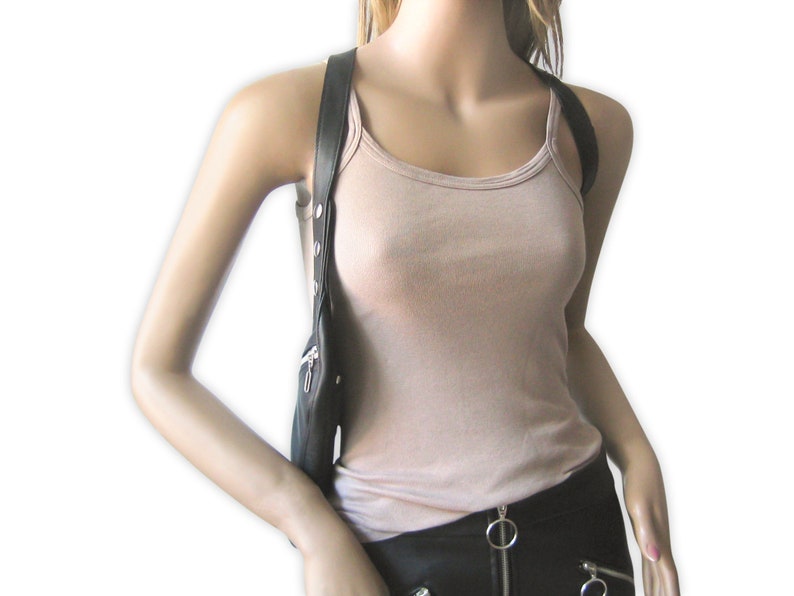 Shoulder holster bag NOVA black leather bag with crossed halter straps festival revolver bag