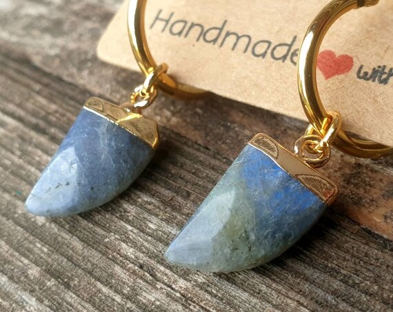 Boucles d'oreilles créoles MOONALÏA Labradorite