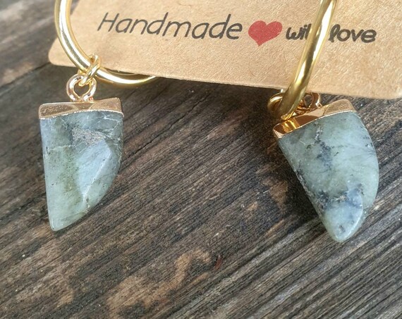 Boucles d'oreilles créoles MOONALÏA Labradorite