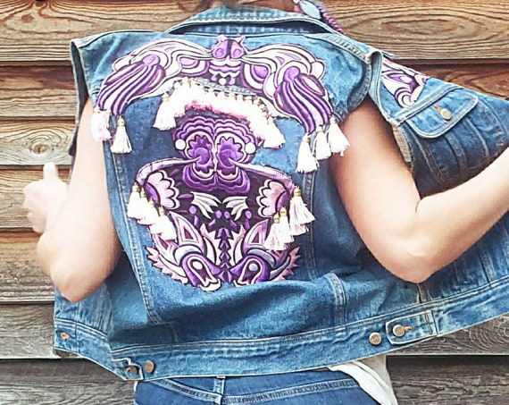 NALYA, bohemian vest with embroidery and tassels at back, girly boho fashion vest, sleeveless jacket, hippie vintage fashion, boho soul vest