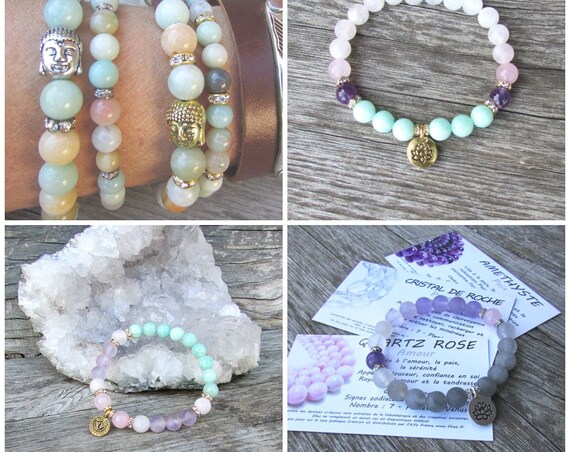 SURPRISE gift Elastic bracelet for woman in natural stone beads. Jewelry ready to offer, ideal for Mother's Day, birthday, Valentine's Day.