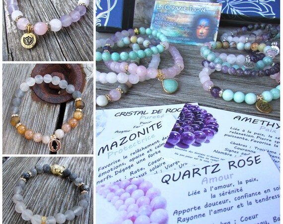 SURPRISE gift Elastic bracelet for woman in natural stone beads. Jewelry ready to offer, ideal for Mother's Day, birthday, Valentine's Day.