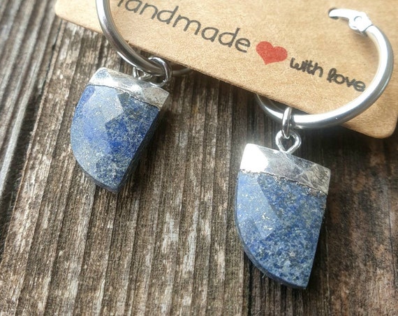 Boucles d'oreilles créoles MOONALÏA Lapis Lazuli.
