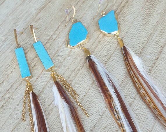 Boucles d'oreilles en plumes BAHÏA