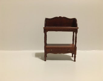Mahogany 2 pieces Elegant Curio Cabinets w/ handpainted Hansson Miniature 1:12 