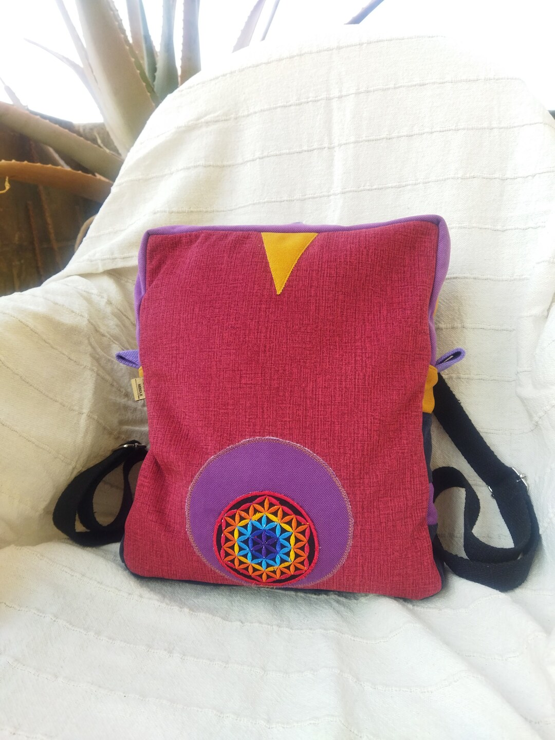 Flower of Life Backpack, Sacred Geometry, Recycled Backpack, Upcycled ...