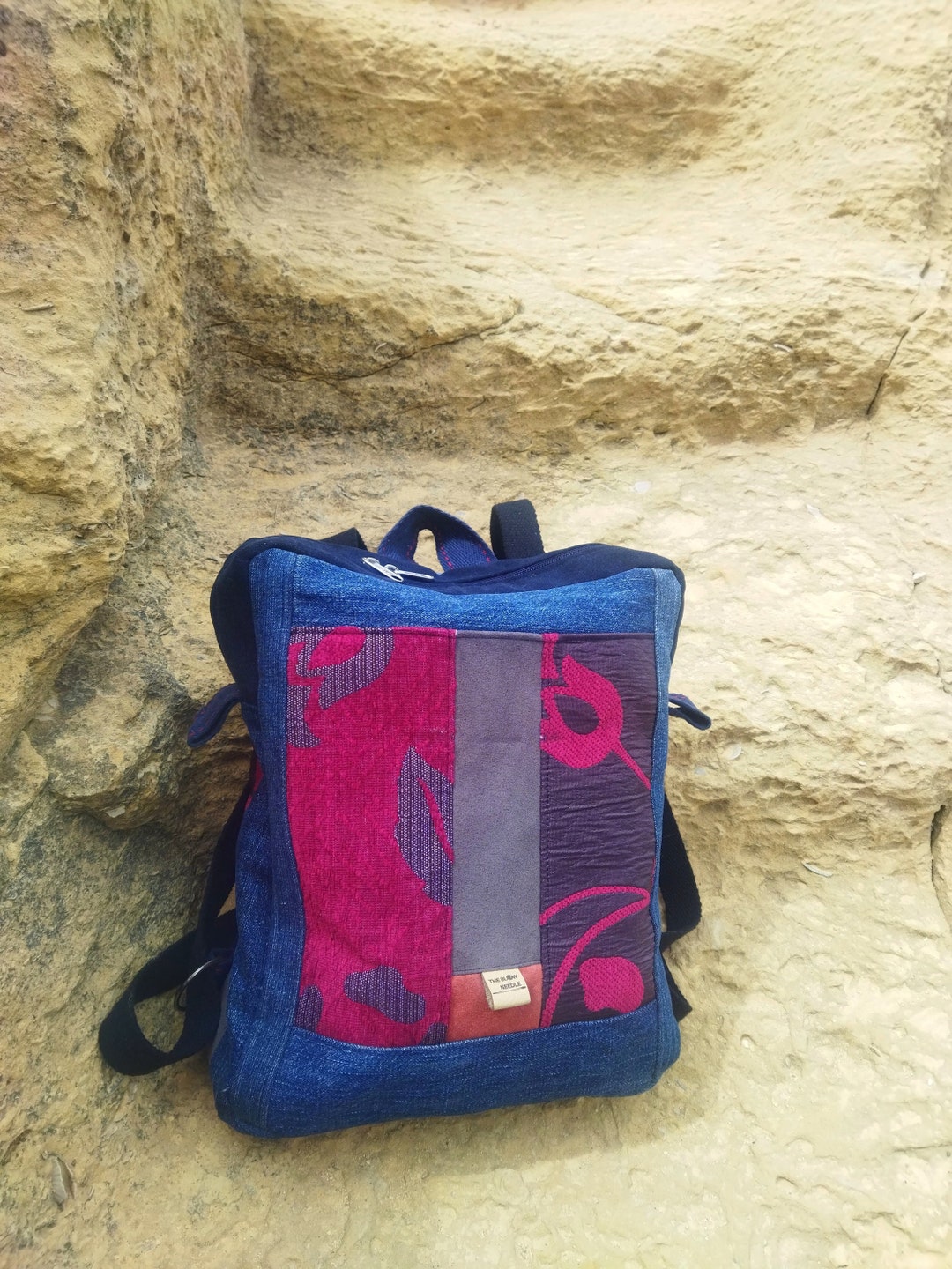 Recycled Upcycled Backpack, Rectangular, Baroque Style Backpack