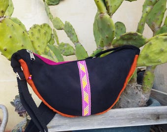 Crossbody double sided mini round bag