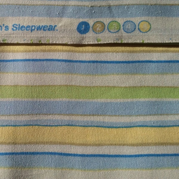 David Textiles stripes100% cotton fabric blue, yellow, white, green and tan premium quilt / craft material 1/2 yard.