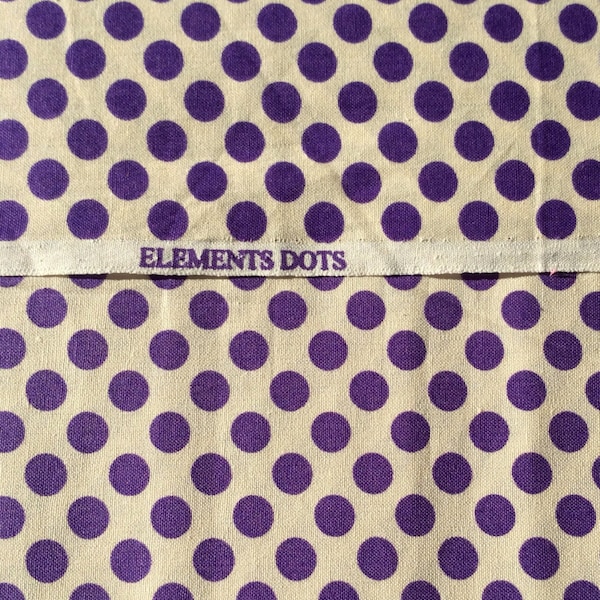 Spotlight Elements dots 100% cotton fabric purple and white  premium quilt / craft material 1/2 yard.