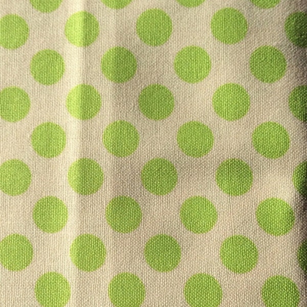 Spotlight Elements dots 100% cotton fabric lime green and white  premium quilt / craft material 1/2 yard.