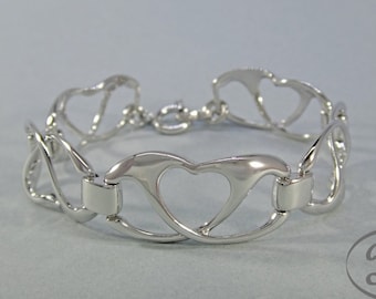 Hearts bracelet, Bracelet handmade 925, Silver bracelet, Woman, Gift for her, Love bracelet, Silver bracelet, Love bracelet, Heart, Fashion.
