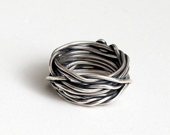 braided ring, wire ring, Jewelry handmade, Silver ring, Fashion jewels,  Gift for her,  Silver jewelry, Italian, Art,