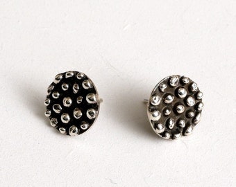 Silver dotted earrings, Gift for women, silver dotted hoop earrings, handmade silver dotted earrings, Italian, Hoop earrings silver,