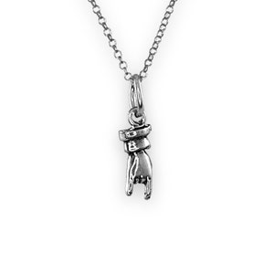 jewel horned hand, silver horned hand, Lucky charm, silver horn hand pendant , chocker necklace, silver naples pendant,  jewel naples