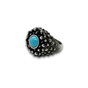 Turquoise chevalier ring, silver and turquoise coat of arms ring, turquoise and silver ring, ring, silver seal ring with turquoise,