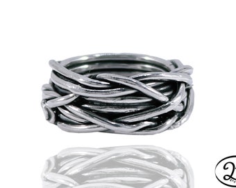 braided ring, wire ring, Jewelry handmade, ring intertwined wires, burnish ring, Silver jewelry, Italian, wire ring, italy silver ring