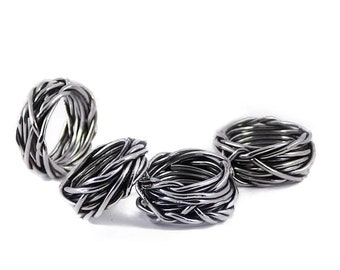 braided ring, wire ring, Jewelry handmade, Silver ring, Fashion jewels,  Gift for her,  Silver jewelry, Italian, Art,