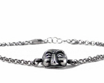 mask bracelet, silver mask, mask symbol, silver bracelet, neaples, Pulcinella bracelet,  Pulcinella mask, Pulcinella jewels,  italian jewels
