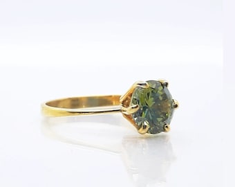 Ring with cubic zirconia, Silver ring, italian silver solitaire, Ring Handmade, Craft, Italian jewellery, Woman ring, artisan,  gold ring