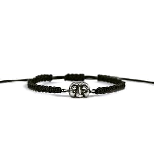 mask bracelet, silver mask, mask symbol, silver bracelet, neapolitan mask, bracelet handmade,  Pulcinella mask, italian jewlry, burnish