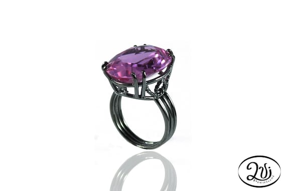 Princess Cut Pink CZ Black 925 Silver Bridal Engagement & Wedding Ring Set  | eBay