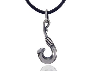 Necklace fishing hook in silver 925, woman, man, sea, summer,  accessories, silver pendant, sailor, handmade, jewels, italian, fashion, art,