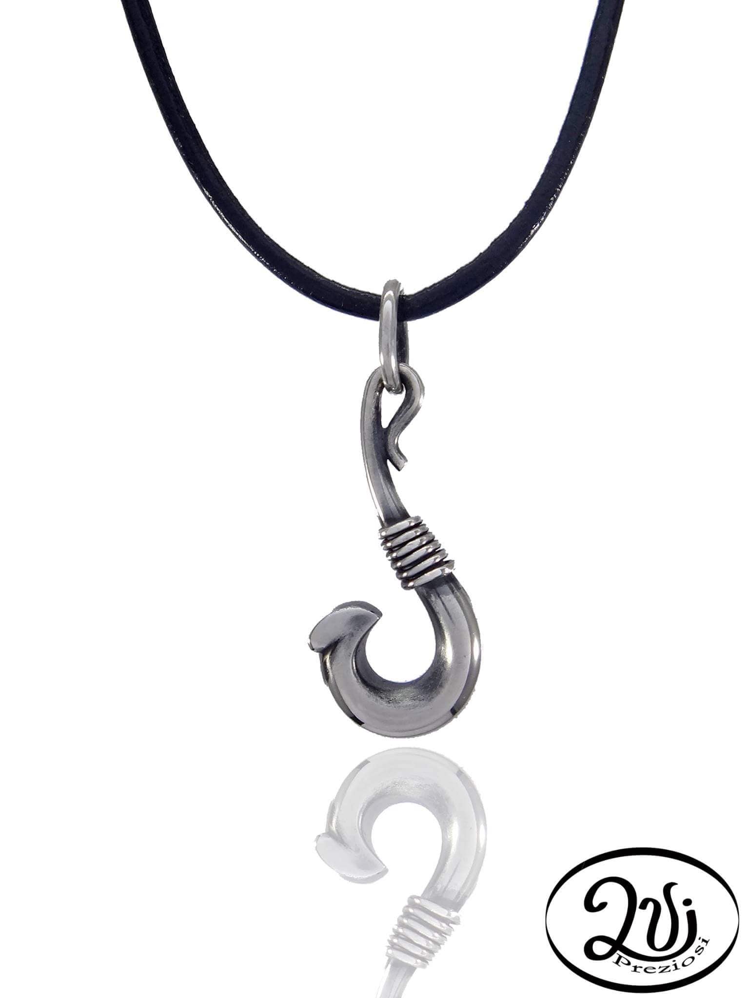 Necklace Fishing Hook in Silver 925, Woman, Man, Sea, Summer, Accessories,  Silver Pendant, Sailor, Handmade, Jewels, Italian, Fashion, Art, 