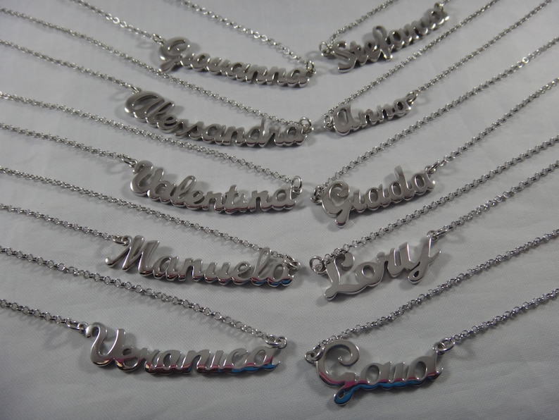 Collana Personalizzata Con Nome - Ciondolo In Argento, Oro O Rosa - Regalo Unico Handmade - Foto 3