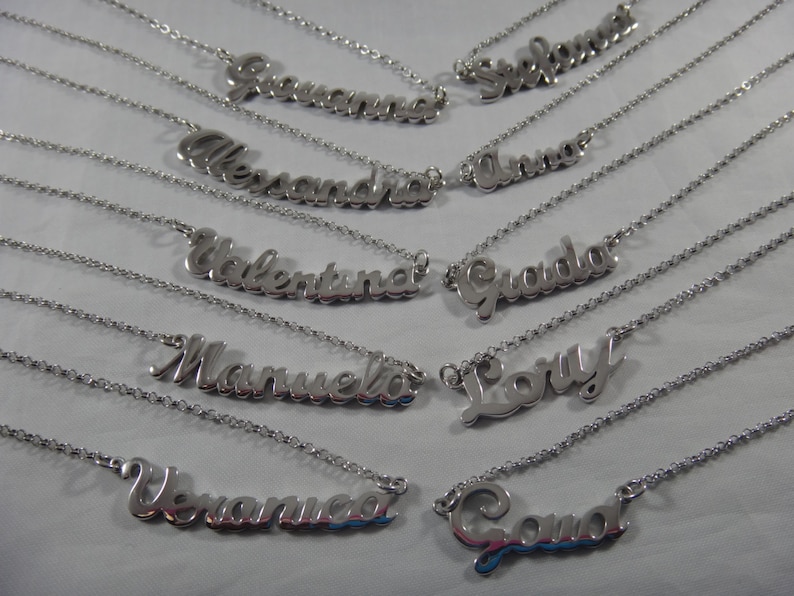 Silver name, Silver name necklace, Custom name, Fashion accessories, Fashion name, Handmade jewelry, Italian, Silver jewel, Name necklace, image 3