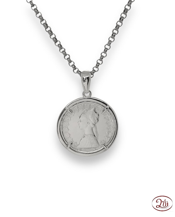 Necklace pendant Coin pendant Ancient coin Silver coin Jewl coin Handmade Jewels Silver Jewellery Craft Made in Italy italian