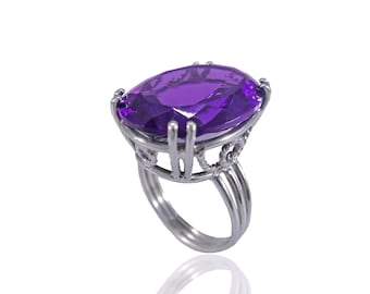 Ring with amethyst, Silver ring, stone, Jewels, Fashion jewels, Ring Handmade, Italian jewellery, amethyst, Woman ring, artisan,