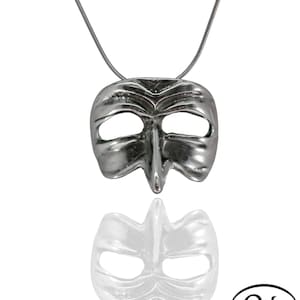 mask necklace, silver mask, italy mask, silver pendant, pulcinella silver mask, handmade,  silver necklace,  fashion jewels,  italian